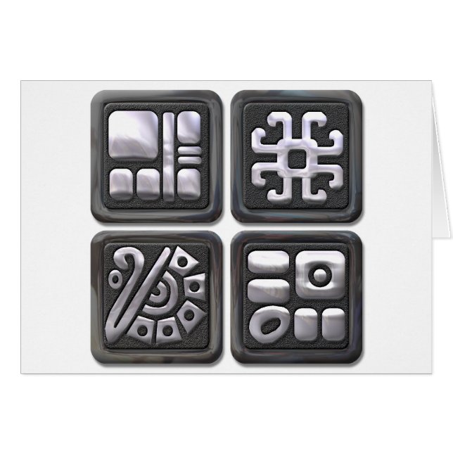 Mayan Glyph-black och silver Hälsningskort (Framsidan Horizontal)