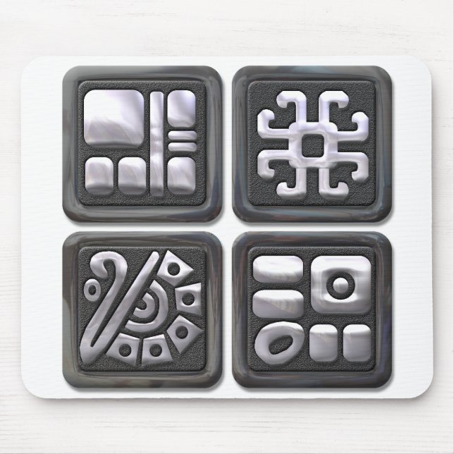 Mayan Glyph-black och silver Musmatta (Framsidan)