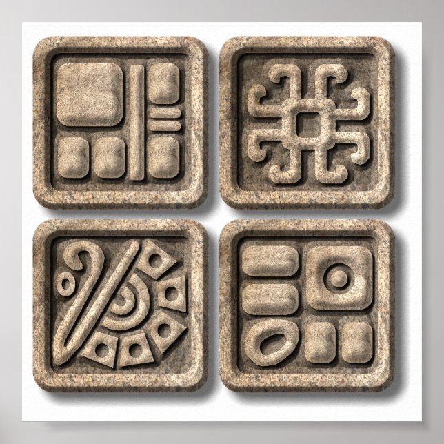 Mayan Glyph-stone Poster (Framsidan)