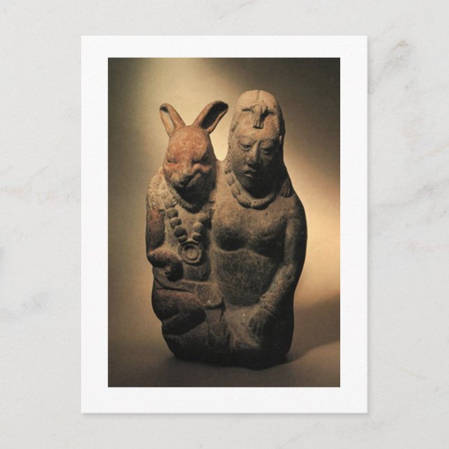 Mayan Goodess Ixchel och hennes kaninassistent Vykort (Framsida)