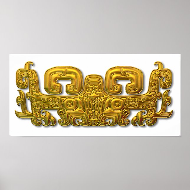 Mayan Jaguar - Guld Poster (Framsidan)