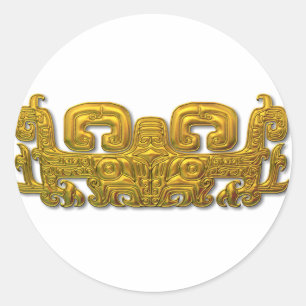 Mayan jaguar - guld runt klistermärke