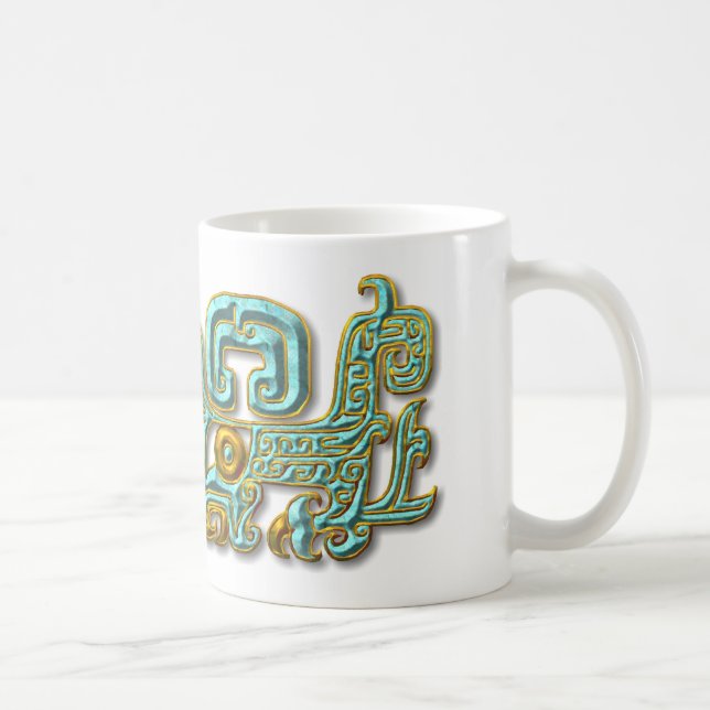 Mayan Jaguar-turkos och guld Kaffemugg (Höger)