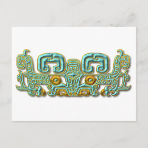 Mayan Jaguar-turkos och guld Vykort