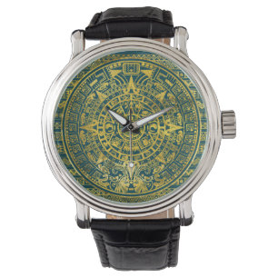 Mayan kalender för guld- Aztec Inca Armbandsur