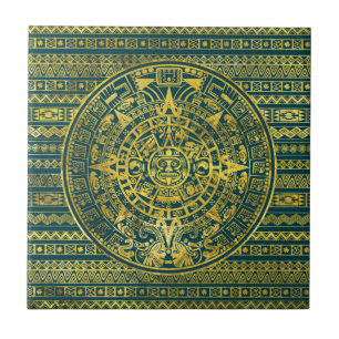 Mayan kalender för guld- Aztec Inca Kakelplatta