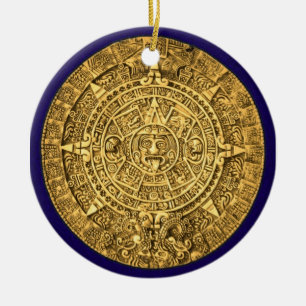 mayan kalender julgransprydnad keramik