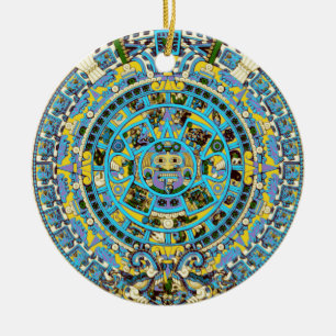 mayan kalender julgransprydnad keramik
