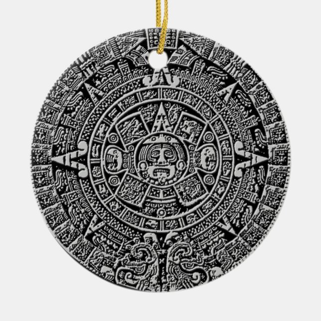 Mayan kalender julgransprydnad keramik (Framsidan)