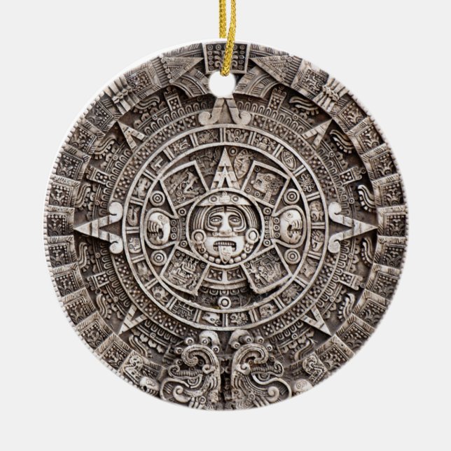 Mayan kalender julgransprydnad keramik (Framsidan)