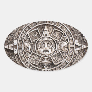 Mayan kalender ovalt klistermärke