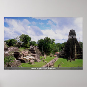 Mayan-kvarlevor, Tikal, Guatemala Poster