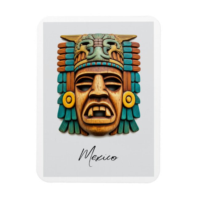 Mayan Mask Mexico Travel Magnet (Vertikal)