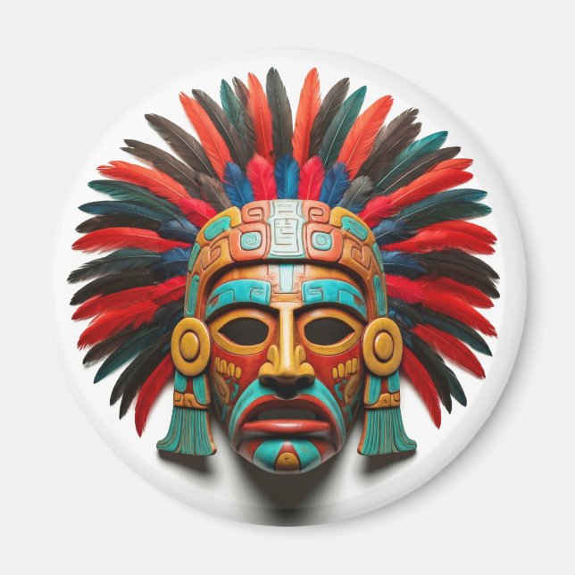 Mayan Mask Mexico Travel Magnet (Framsidan)