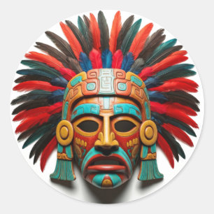 Mayan Mask Mexico Travel Runt Klistermärke