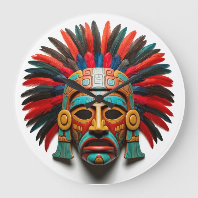 Mayan Mask Mexico Travel Stor Klocka (Framsida)