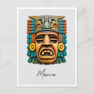 Mayan Mask Mexico Travel Vykort