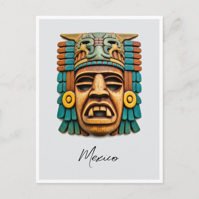 Mayan Mask Mexico Travel Vykort (Framsida)