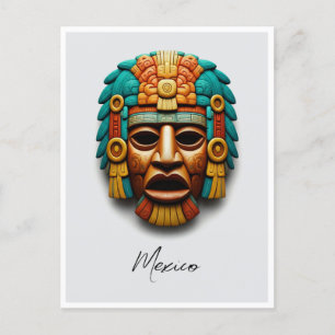 Mayan Mask Mexico Travel Vykort