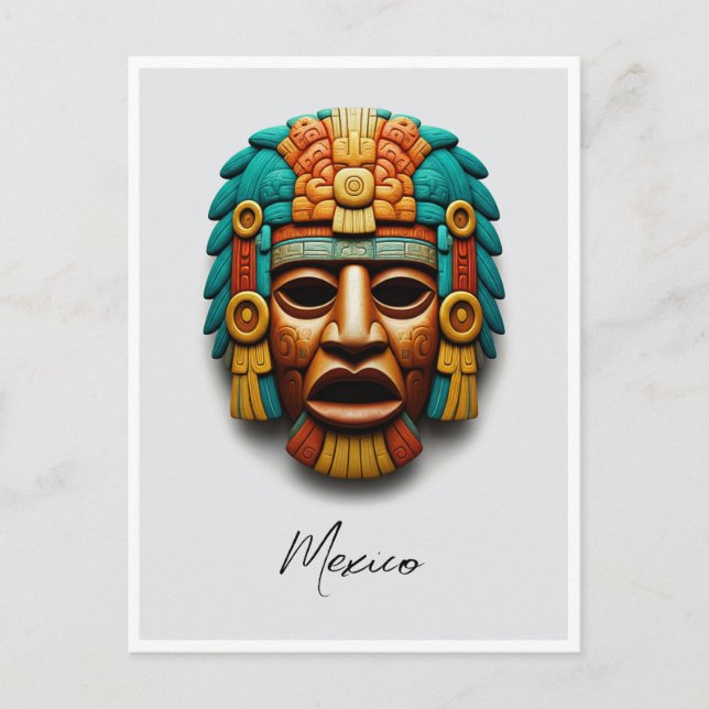 Mayan Mask Mexico Travel Vykort (Framsida)
