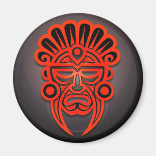 Mayan maskera designen, rött och svart magnet