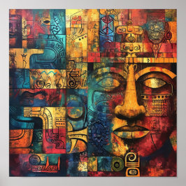 Mayan Matrix: Geometric Echoes Poster