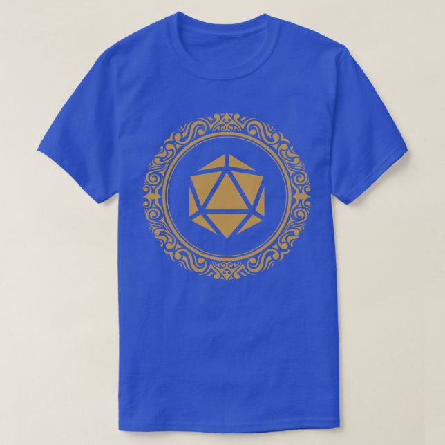 Mayan Monogram D20 Dice Guld Tabletop RPG-spel T Shirt (Design framsida)