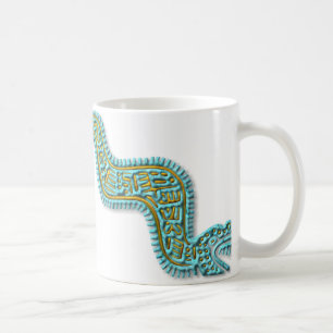 Mayan Orm-turkos och guld Kaffemugg