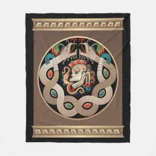 Mayan ormar och skalle fleecefilt