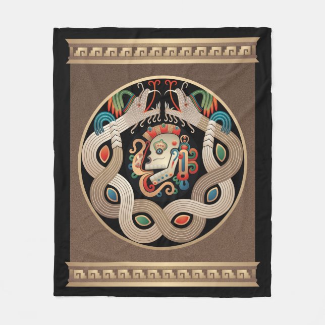 Mayan ormar och skalle fleecefilt (Framsidan)
