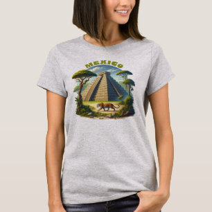 Mayan pyramid och jaguar Mexiko T Shirt