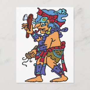 Mayan Rain God Färgad Vykort