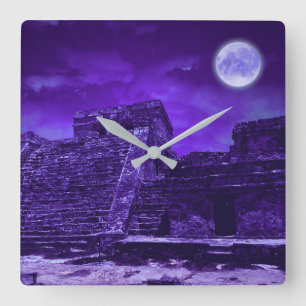 Mayan Ruins Mexiko Fyrkantig Klocka