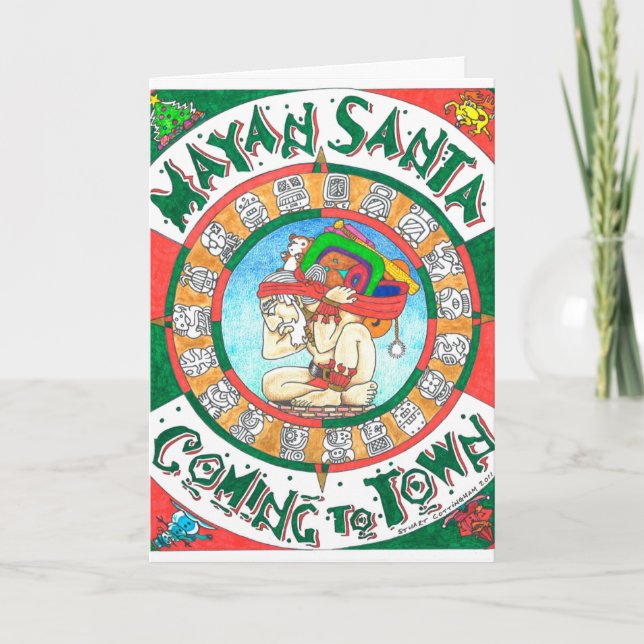 Mayan Santa hälsningkort Helgkort (Framsida)