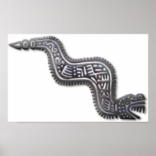 Mayan Serpent - Black och Silver Poster