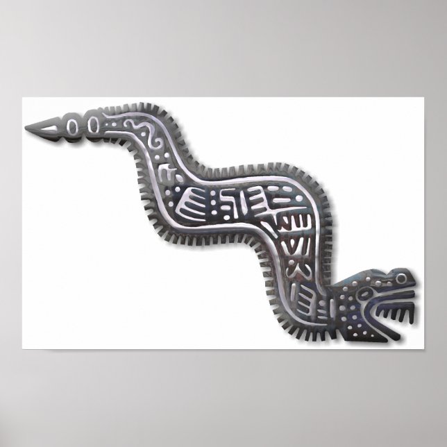 Mayan Serpent - Black och Silver Poster (Framsidan)