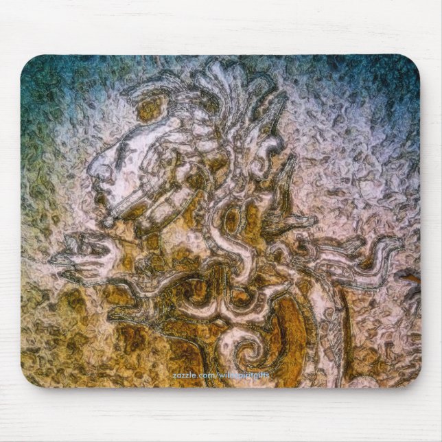 MAYAN SERPENT GOD Ancient Art Mousepad Musmatta (Framsidan)