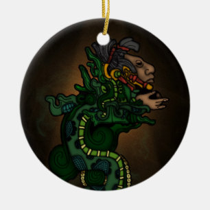 Mayan Serpent Gud Julgransprydnad Keramik