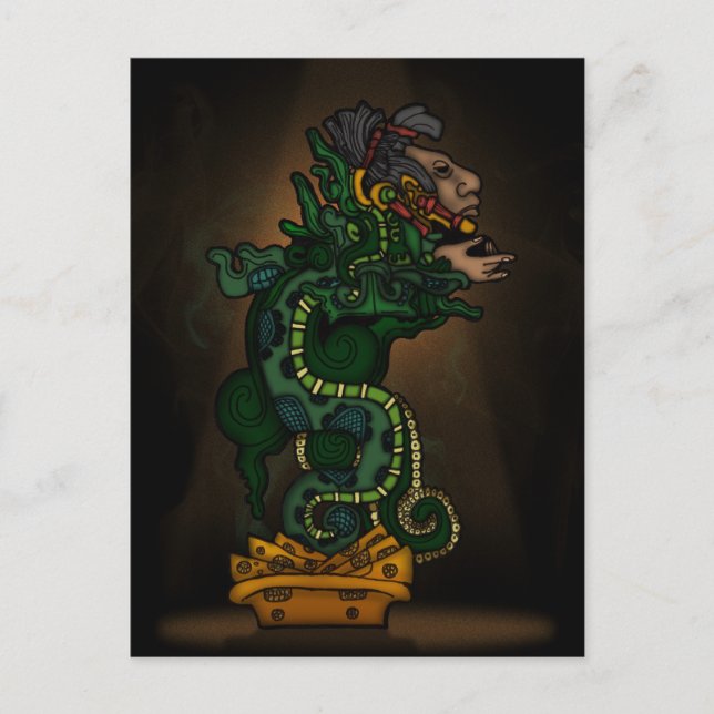 Mayan Serpent Gud Vykort (Framsida)