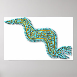 Mayan Serpent-turkos och guld Poster