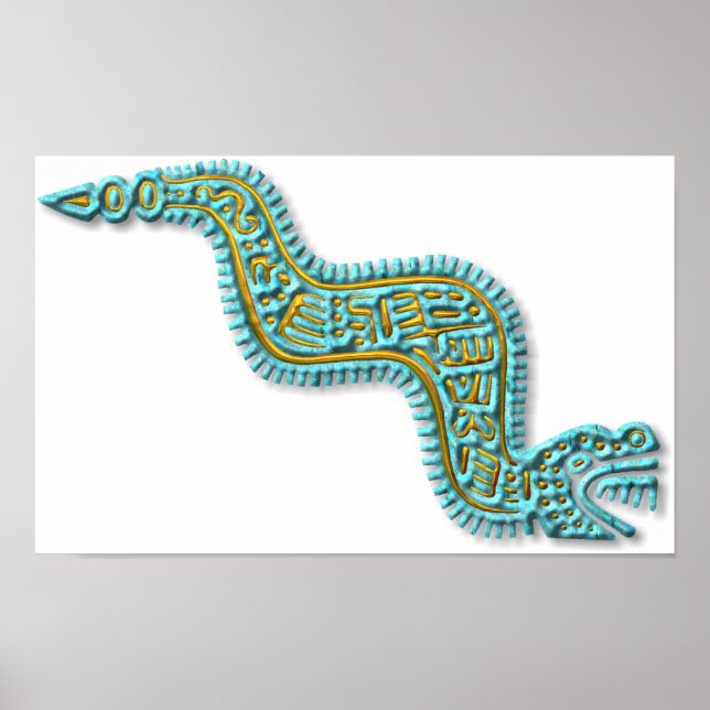 Mayan Serpent-turkos och guld Poster (Framsidan)