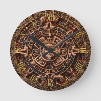 Mayan Sol Calendar Aztec Mexico History Clock Rund Klocka