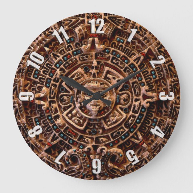 Mayan Sol Calendar Aztec Mexico History Clock Stor Klocka (Framsida)