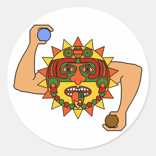 Mayan Sol God - Kinich Ahua Runt Klistermärke (Framsida)