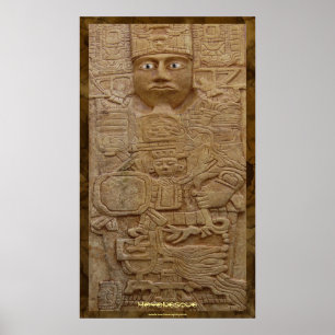 Mayan Stone Carving Art Print Poster