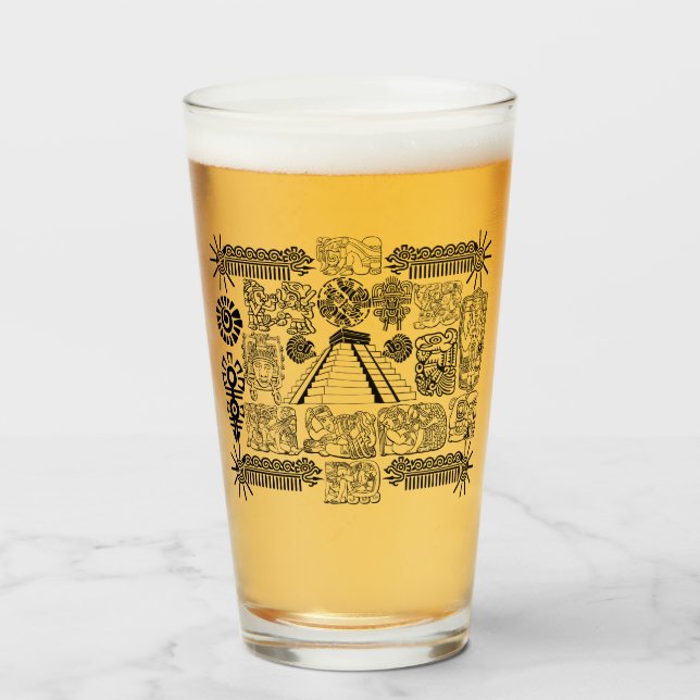 Mayan Symbols Mugg Glaskopp (Framsida fylld)