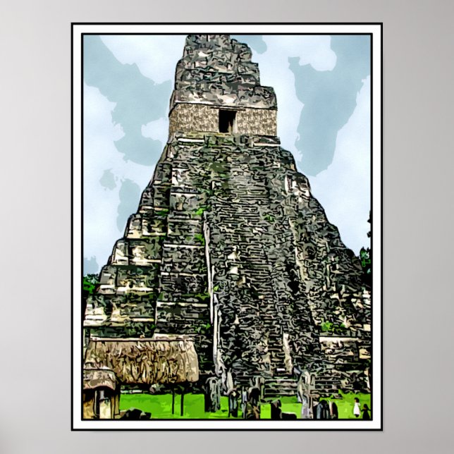 Mayan Temple vid Tikal, Guatemala Poster (Framsidan)