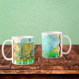 Mayan Turcouise & Golden Misty Himlar Kaffemugg
