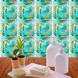 Mayan Turcouise & Golden Misty Himlar Kakelplatta<br><div class="desc">Den här mejeriet och luminösa designen firar jugoslavernas Peninsula Mayans kultur. Det visar en borgmästarskulptur, tittar vid horisonten. Dess exquisita turkos och gyllene bottenbräde framkallar det infödda mexikanska Karibien. Etniskt mexikanskt konst på sin finaste plats. Hela konstruktionen är täckt av en ren slöja, med ömtåliga gyllene och blå punkter. Två...</div>