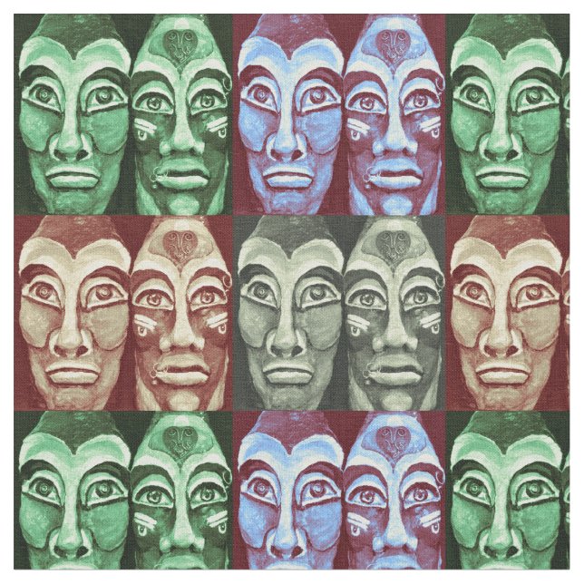 Mayan Warriors - Trendigets moderna Avant-Garde Tyg (Närbild)